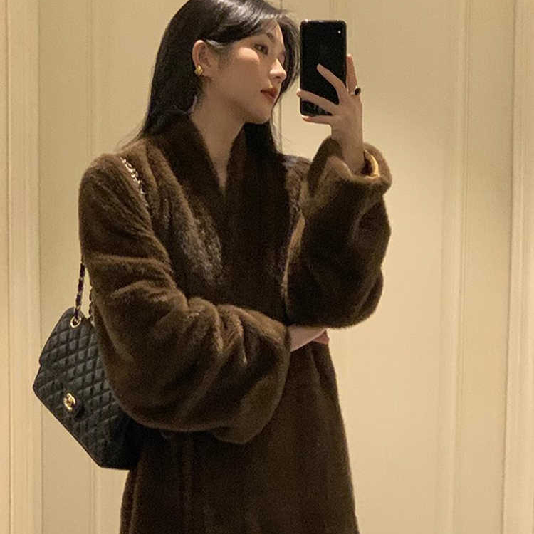 2024冬季高级感慵懒风保暖外套高个子长款复古百搭大衣风衣加厚