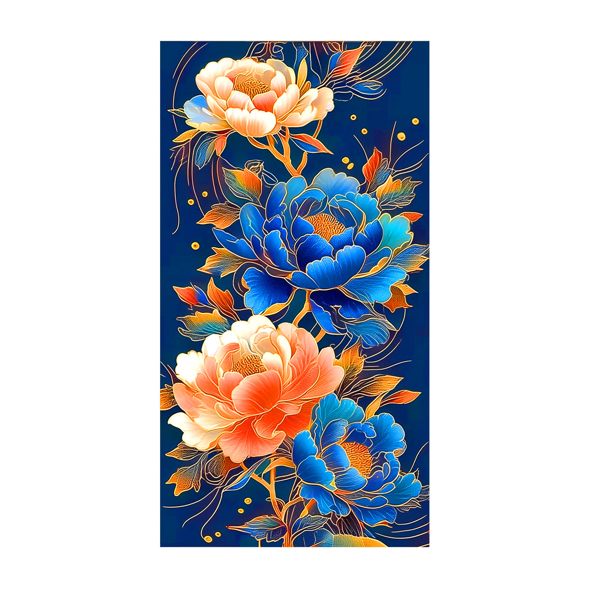 国潮插画牡丹十字绣现代简约时尚装饰简单客厅玄关卧室唯美大气版