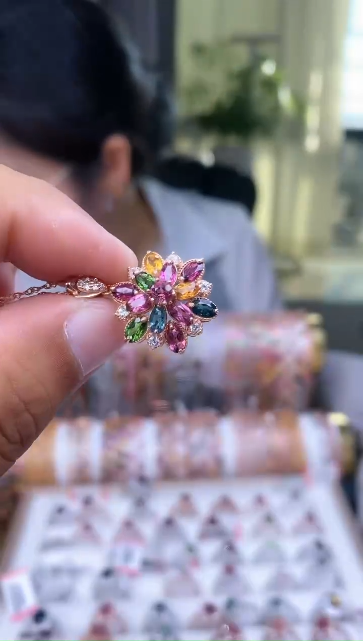 【闪购商品】碧玺吊坠银S925镶嵌2