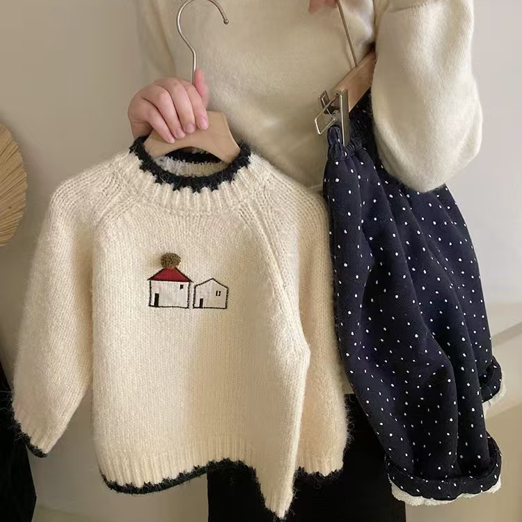 新款韩国绒加厚毛衣秋冬款男女童百搭小童针织打底衫