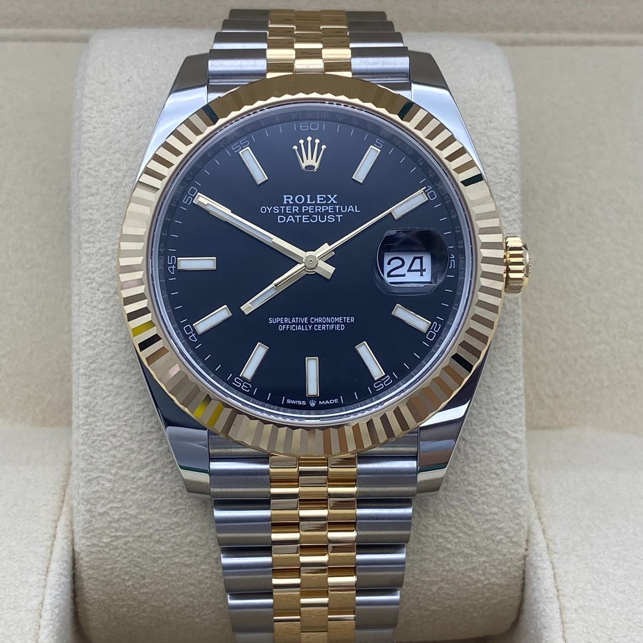 全新未使用 Rolex/劳力士 126333五铢链黑盘条刻全套未使用
