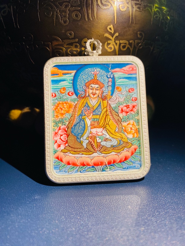 热贡手绘纯矿物纯金莲花生大师小唐卡