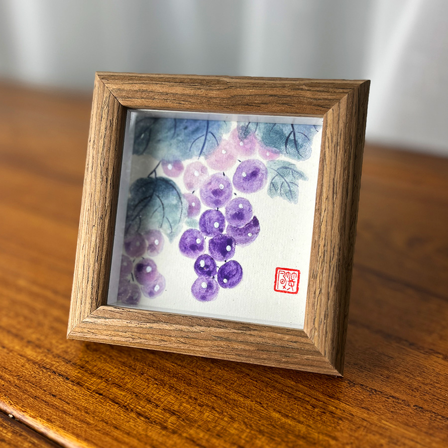 【小葡萄】11纯手绘国风摆件新中式客厅家居装饰画手绘艺术摆台