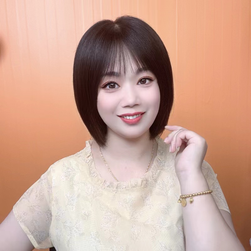 假发短发女轻薄全真人发丝自然时尚百搭波波头假发女平替好物1306