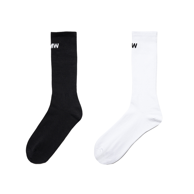 PMW 白色中筒袜男女同款黑白纯色基础运动篮球袜吸汗防臭中高筒袜