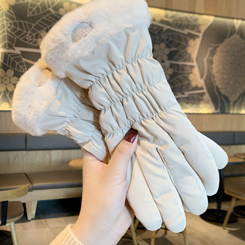 手套冬季女士保暖韩版可爱触屏骑行电动车防寒加绒加厚防风棉手套