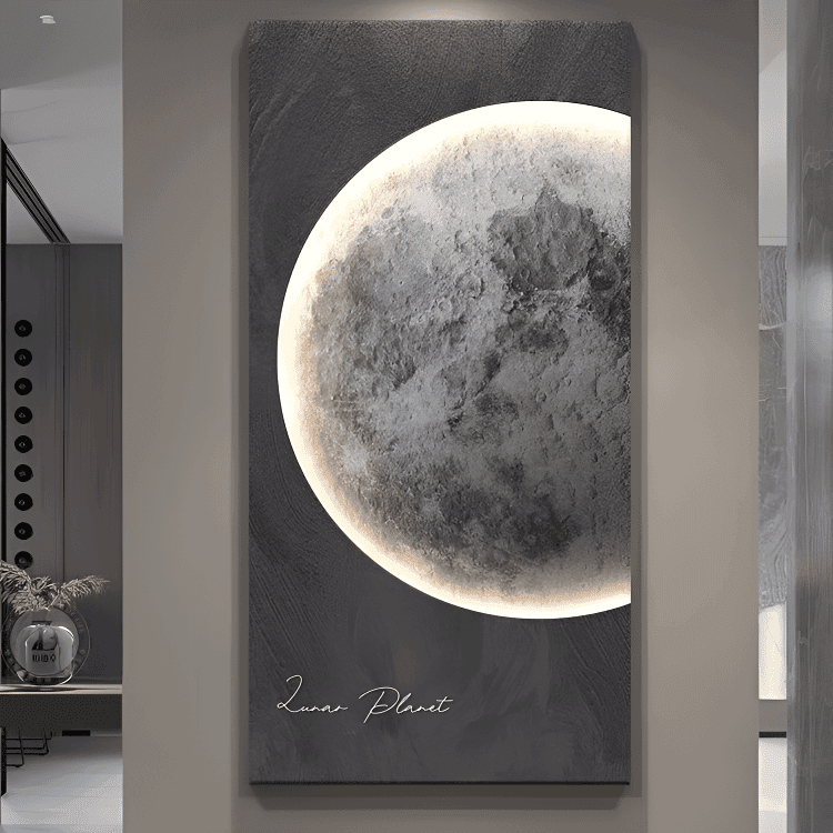 现代简约入户玄关装饰画轻奢高级感月球灯画走廊过道挂画高档大气