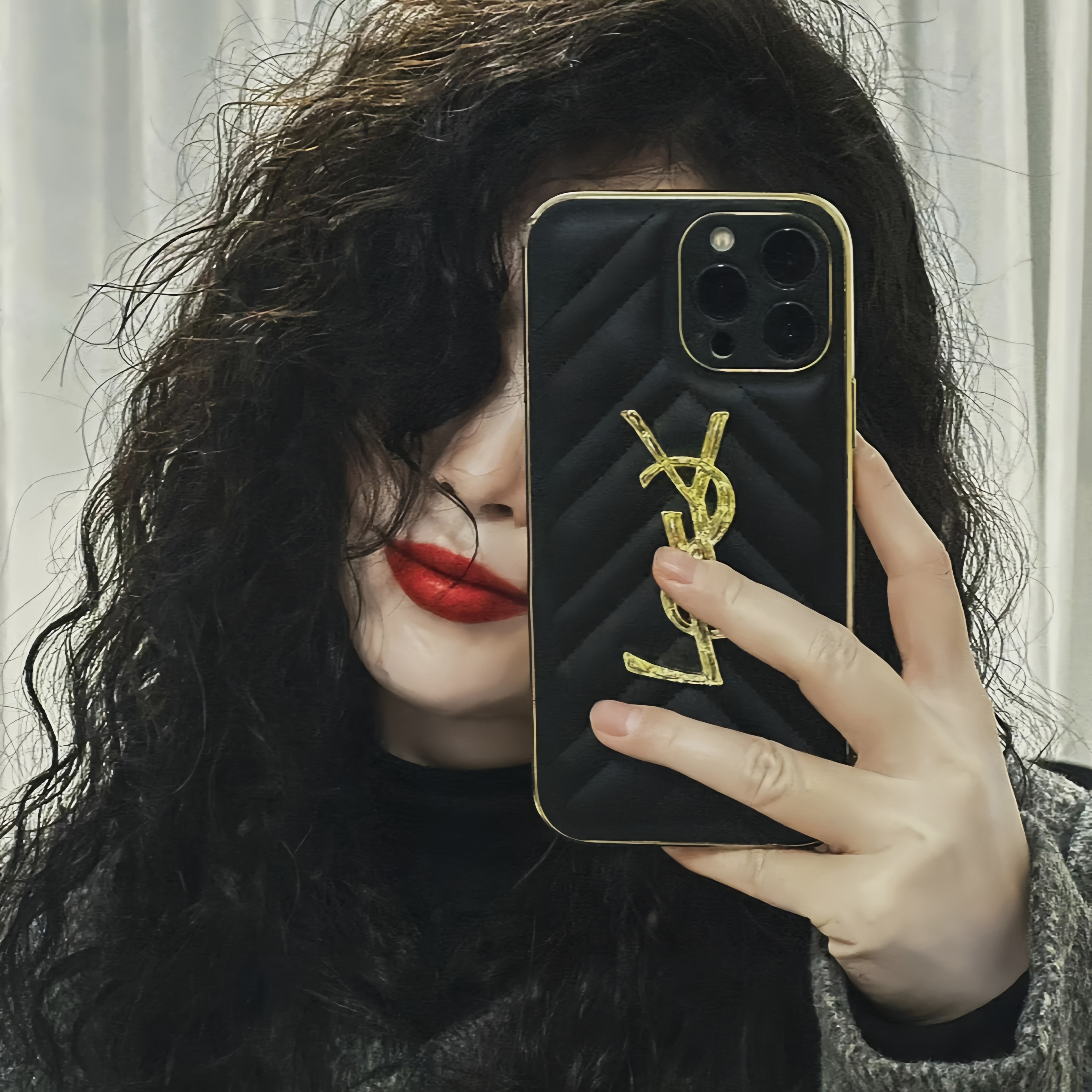 奢华ysl电镀皮质适用苹果16promax手机壳iphone15pro高端14全包13