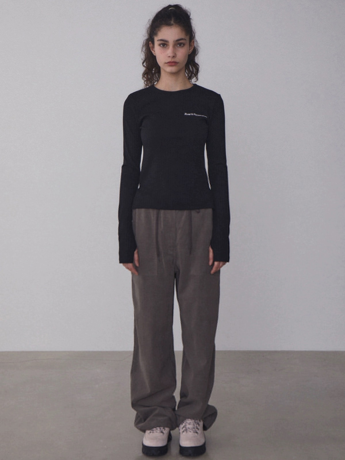 rr松紧腰灯芯绒工装裤男女宽松直筒休闲长裤