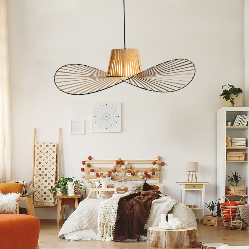 北欧简约个性艺术法式草帽灯现代极简餐厅卧室设计师客厅帽子吊灯