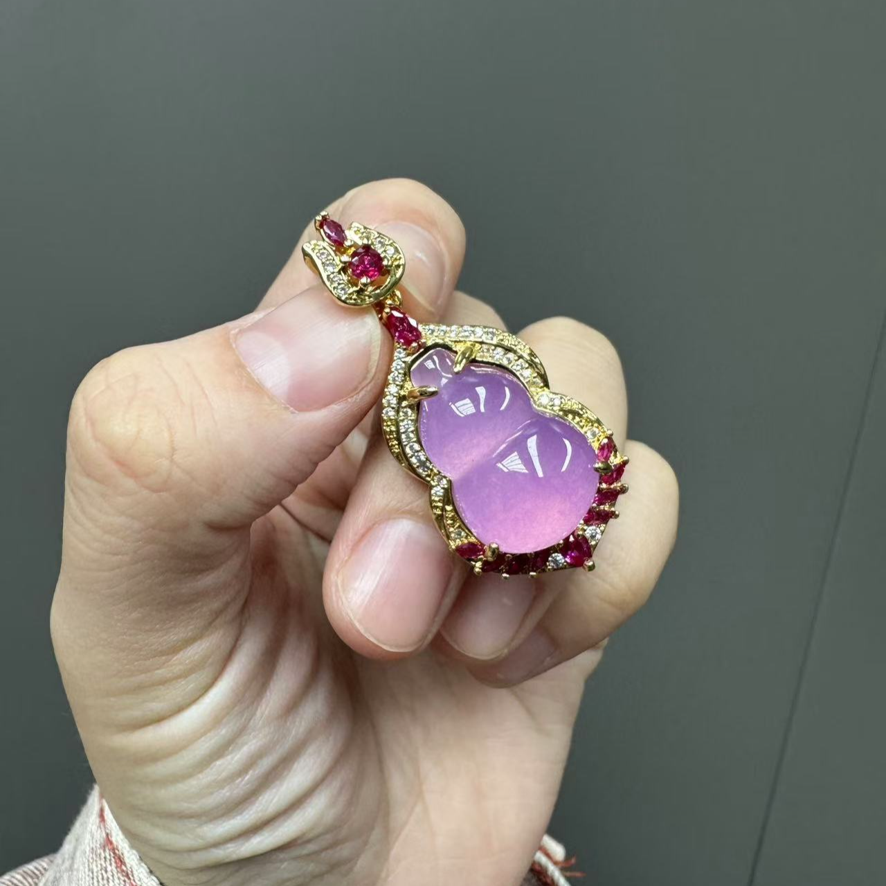 翡翠14k紫翡翠葫芦吊坠