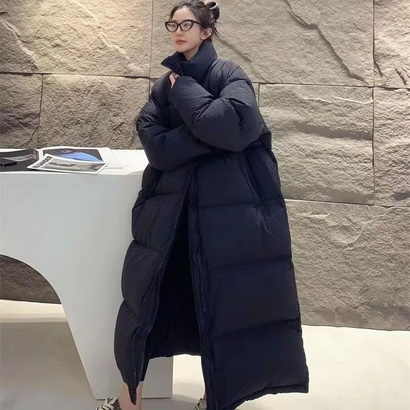 韩版长款羽服女2023年新款超长过膝加厚保暖情侣装男女冬外套