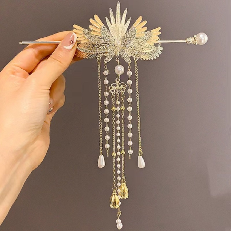 天使之翼组合气质发簪国风头饰超仙流苏百搭时尚高级感盘发发饰商品图