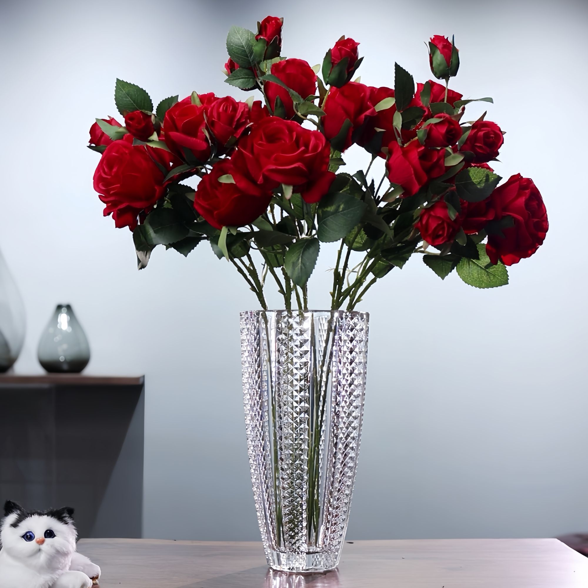 星空|透明加厚花瓶玫瑰百合鲜切花餐桌客厅摆件高级感水晶玻璃