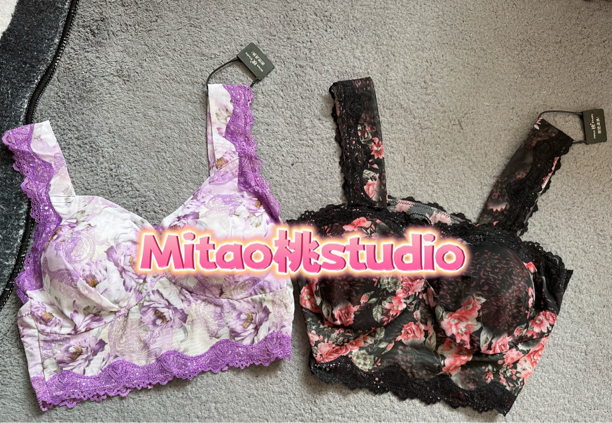 Mitao桃Studio 纯欲双色蕾丝碎花外穿罩罩（包附乳聚拢）