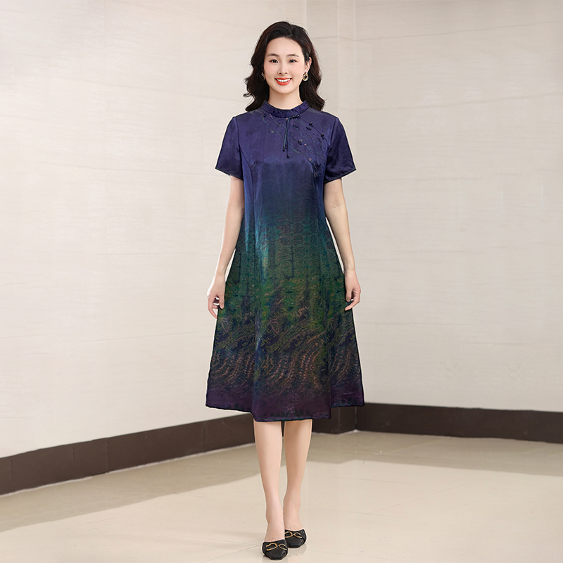 DA-88060香云纱真丝连衣裙女气质显瘦复古高端桑蚕丝