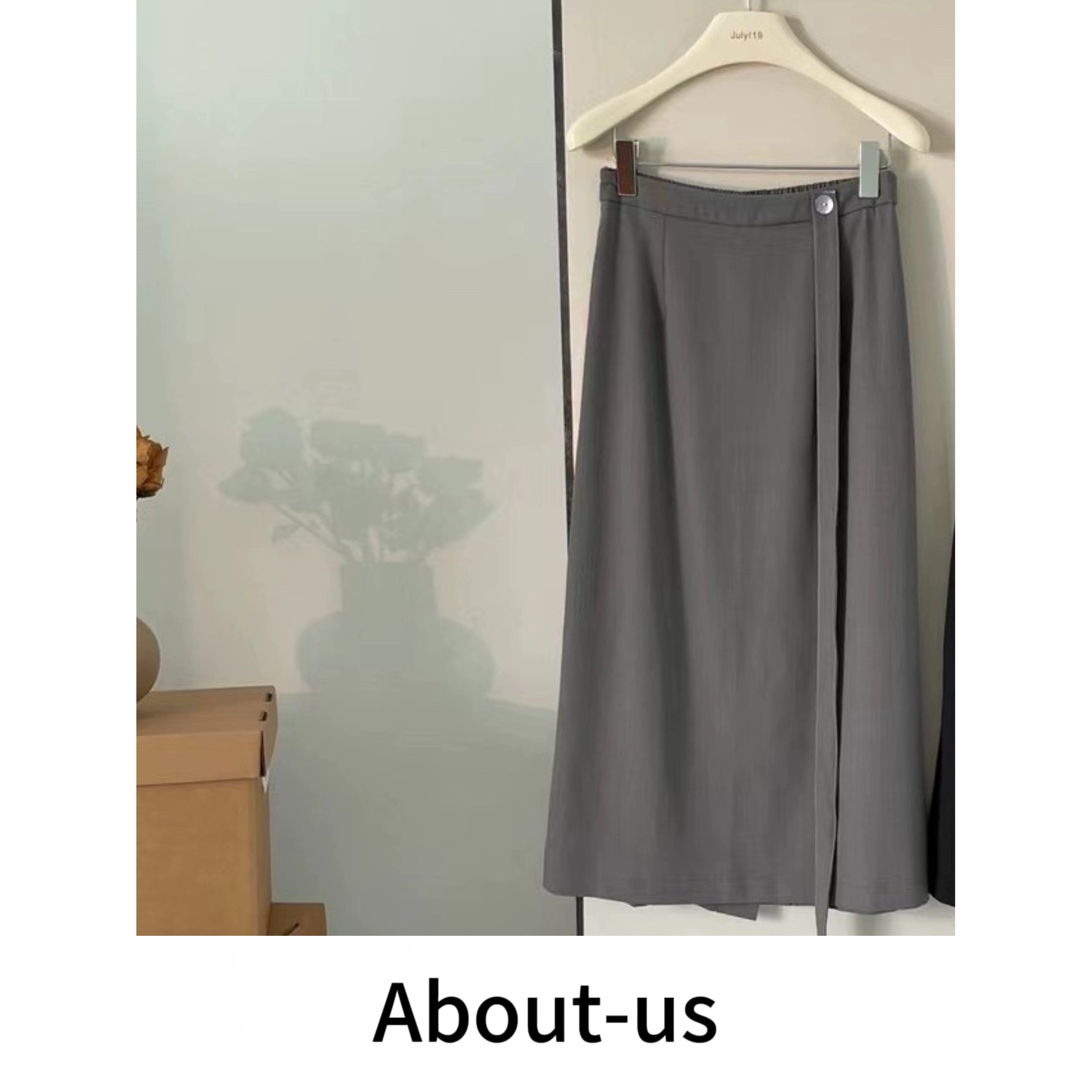 ZLAbout-us【夏季新品】小众设计师款后开叉半松紧西装半裙