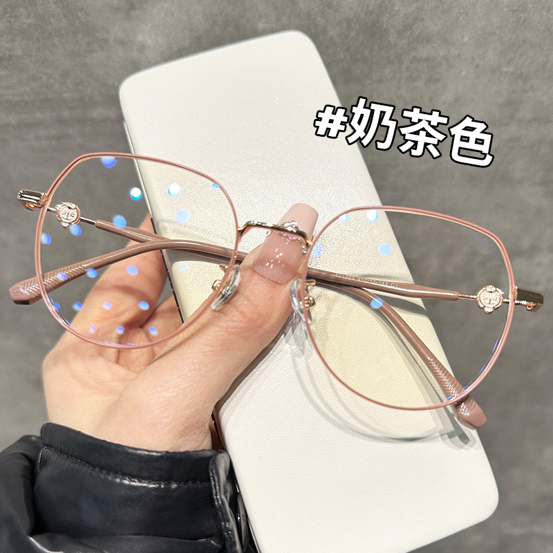 新潮时髦显白近视眼镜女可配度数防蓝光素颜眼镜框百搭-101323