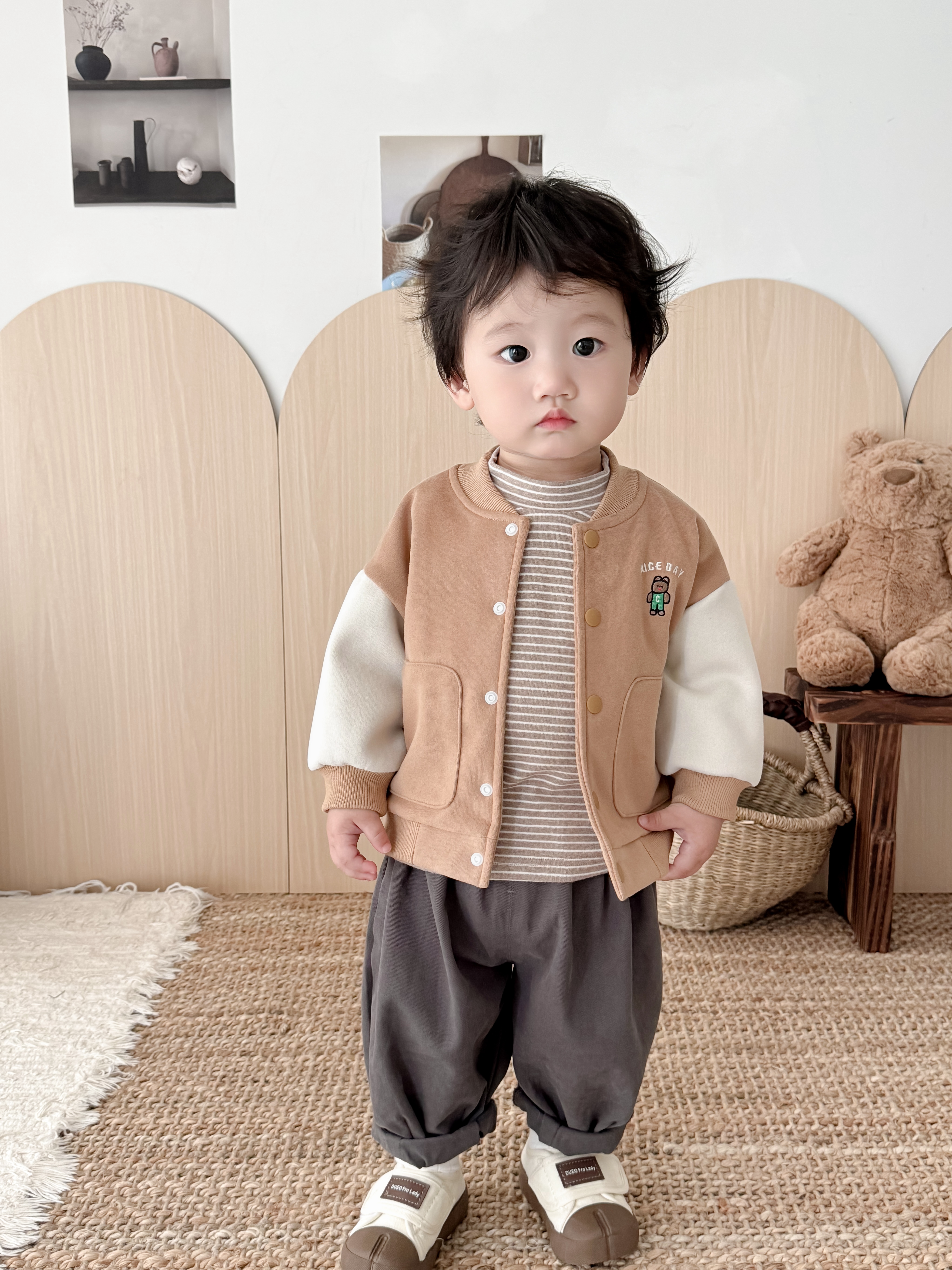 8/15yoyo【校园书签】婴幼童秋装洋气棒球服外套春秋韩版休闲上衣