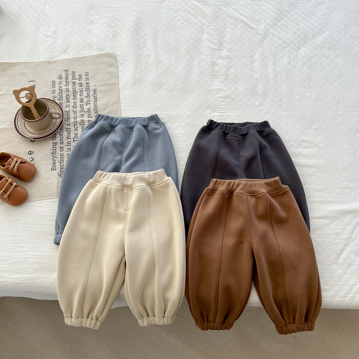 yoyo【百搭萝卜裤】婴幼儿秋冬一体绒裤子韩版纯色百搭松紧裤休闲裤