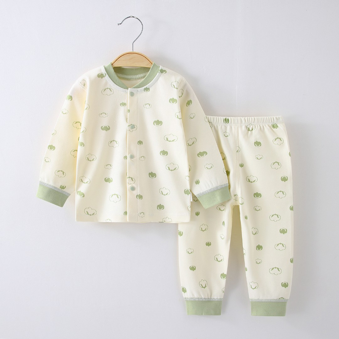 婴儿衣服春秋开衫套装纯棉无骨内衣宝宝秋衣秋裤分体冬季打底睡衣
