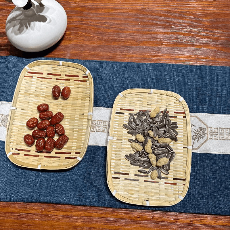 A01长方形竹编双色小盘子 18X25厘米 发2个 