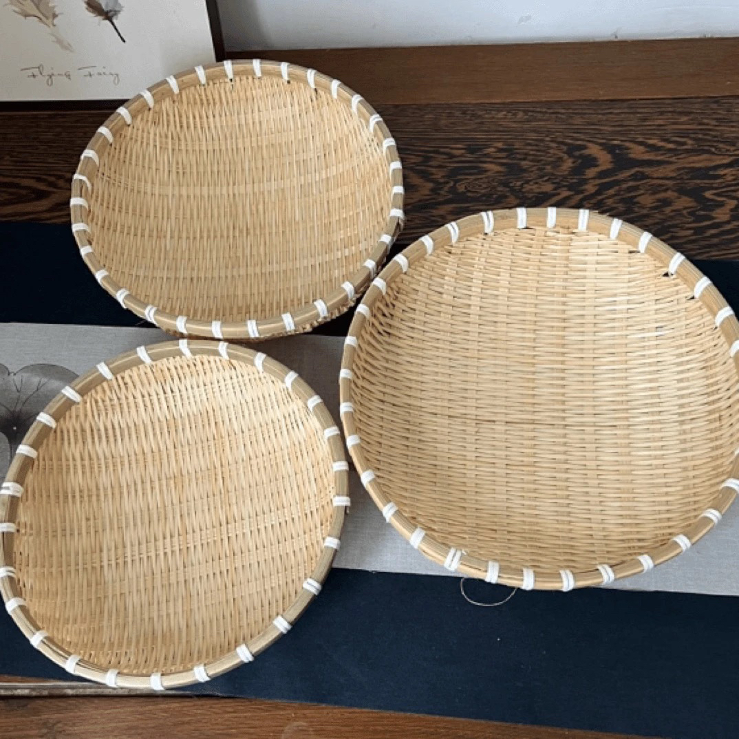 A竹编馒头筐鸡蛋篮三件套25/28/30厘米