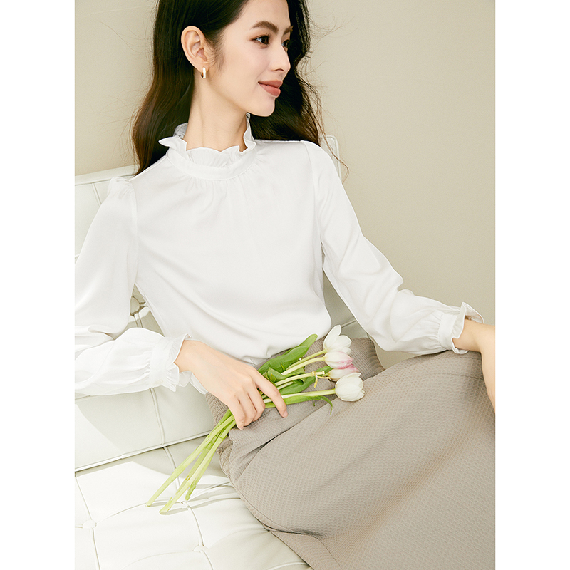 晚白【粉丝专享】衬衣花边衬衫女24060635