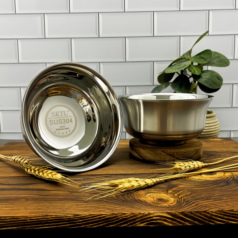 [拍一发二]304不锈钢碗加厚碗家庭食堂户外饭碗汤碗隔热双层