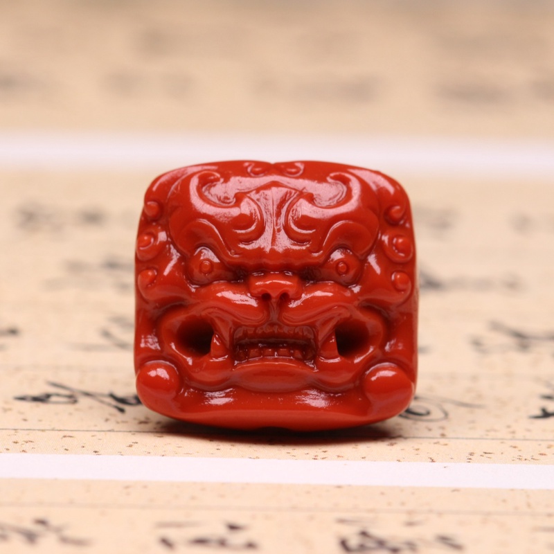 【左遇】瓦西南红貔貅兽面背云文玩配饰线束苏工雕刻国风轻奢气质