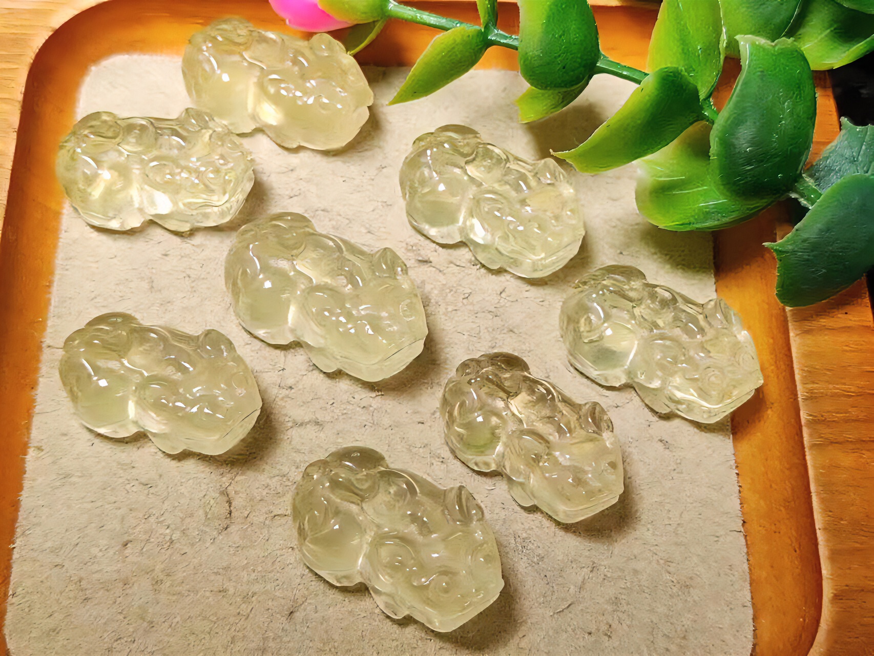 天然黄水晶小貔貅手串配饰diy雕刻件小配件直孔通孔配引线弹力绳