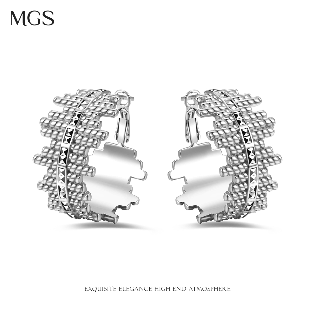 MGS/曼古银 925银耳饰 极昼925银镀金耳环女轻奢中式时尚气质耳饰