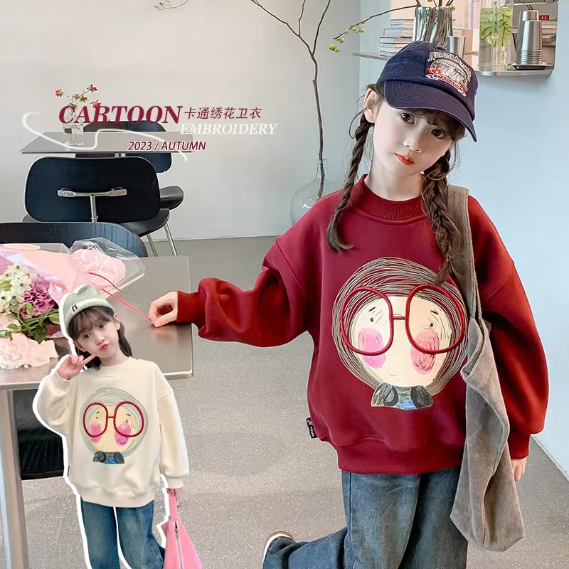 【品牌捡漏】女童秋冬加绒卫衣儿童冬款洋气打底衫冬季女孩圆领上衣