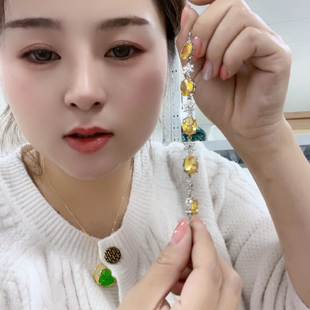 碧玺手链银S925镶嵌64链接