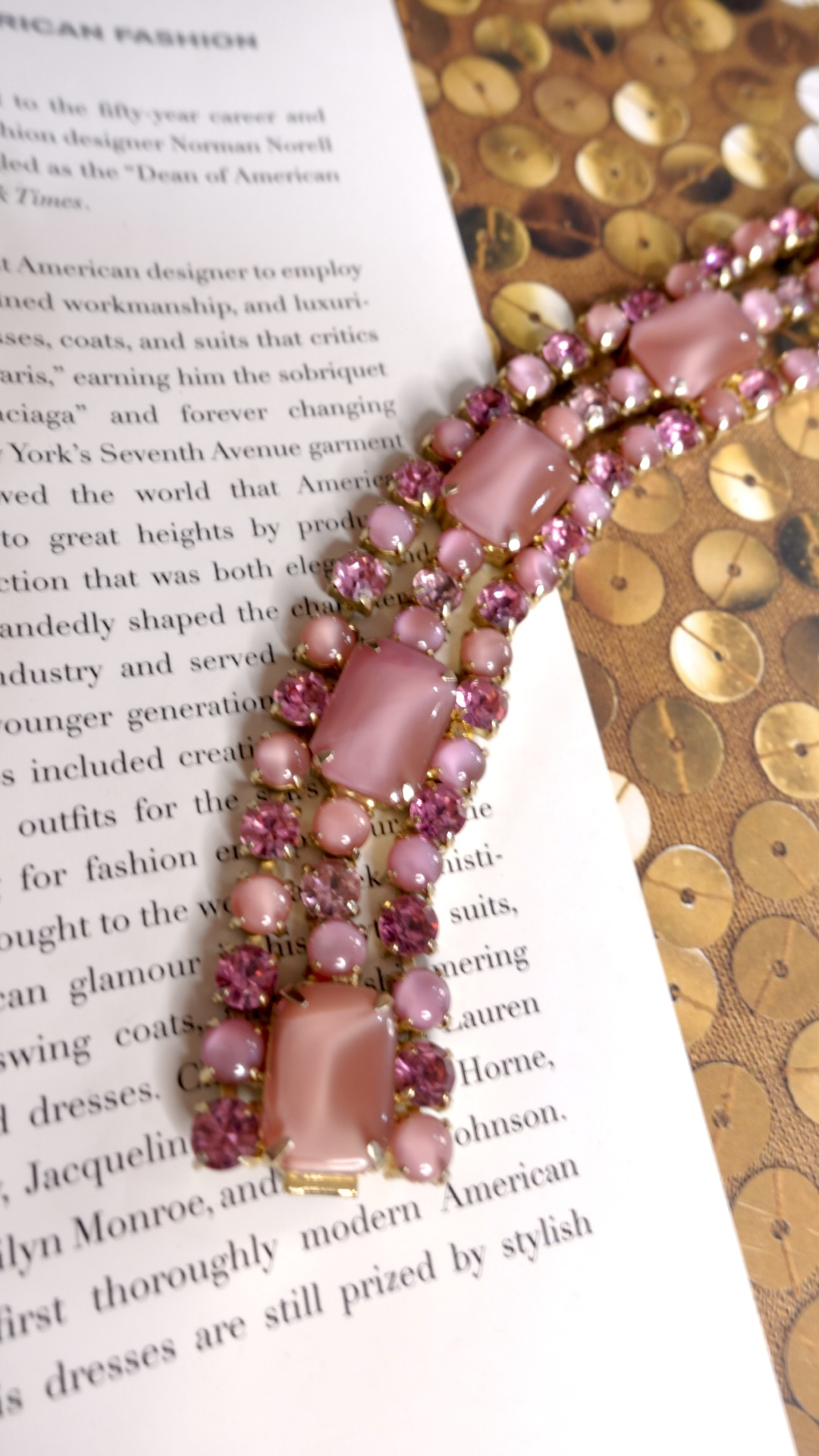 铜合金仿水晶手链 Vintage粉色 莱茵石琉璃手链