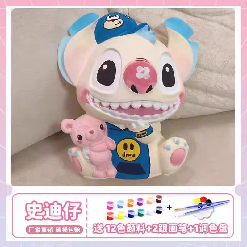 哈喽kitty石膏娃娃彩玩具涂色绘猫染色白胚儿童画画凯蒂猫上色diy