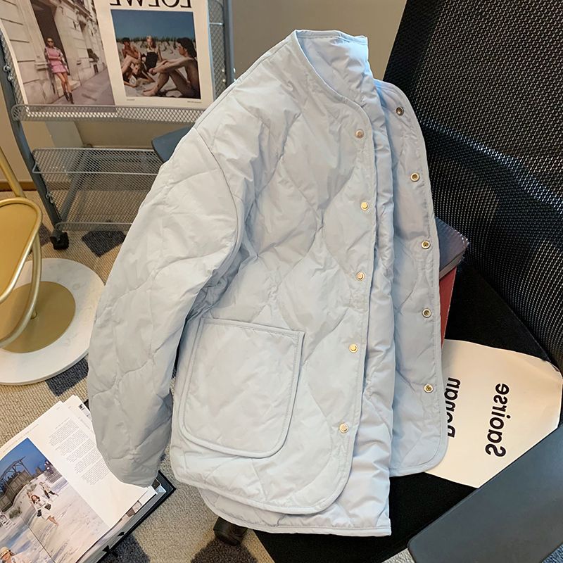 波司断码爆款小香风羽绒服女冬季新款2023温柔风高级感夹棉加厚蓝