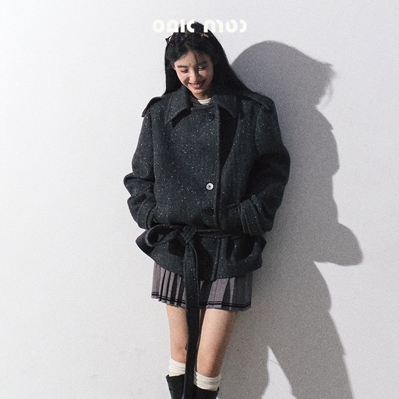 OAKMOO/"自然规律“羊毛星空法式毛呢短外套大衣