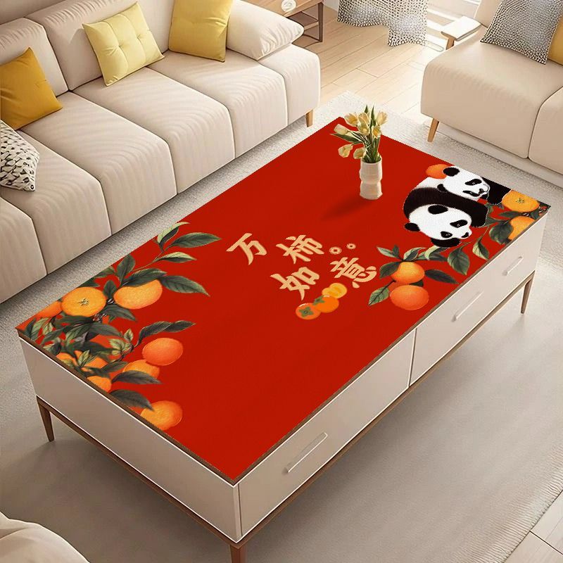 桌布PVC茶几桌布防水防烫免洗茶几垫红色喜庆桌布免洗餐桌垫桌垫