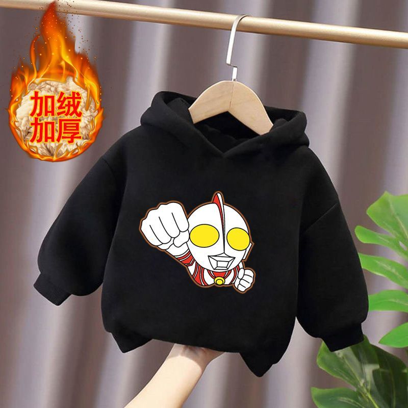 男童卫衣奥特曼衣服小男孩炸街痞帅上衣加绒加厚秋冬款羊羔绒外套