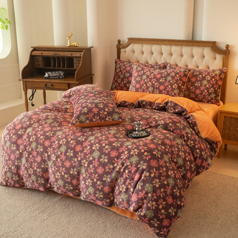 冬季床上用品床单被罩牛奶绒四件套法兰绒单件双面加绒加厚三件套