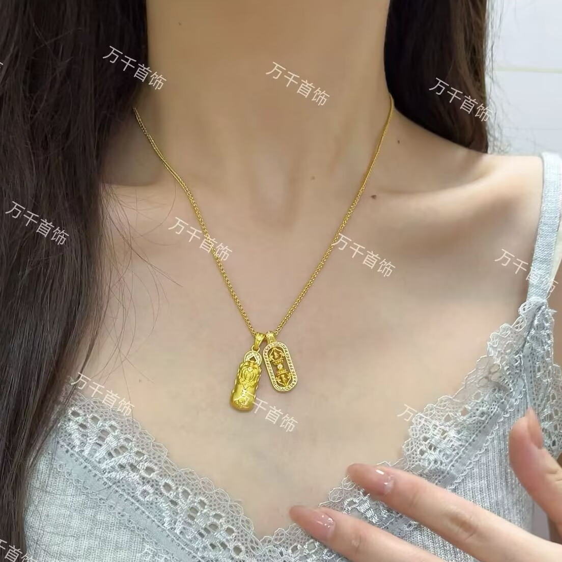 铜合金吊坠 新中式国风非转动小杵貔貅吊坠项链