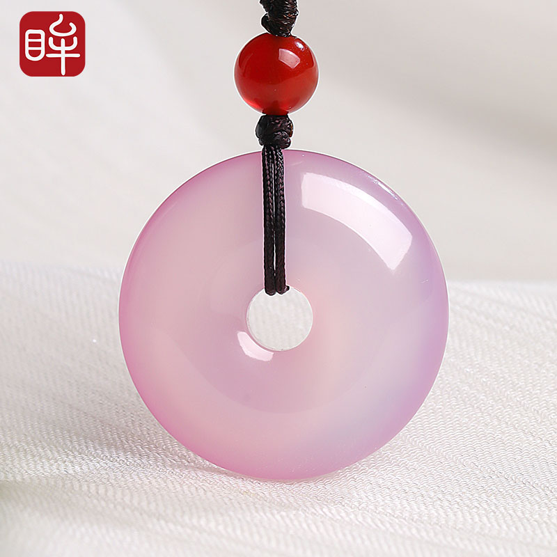 印象眸玉髓平安扣吊坠 浅紫色平安扣玉吊坠 冰透女款玉坠 NT礼物