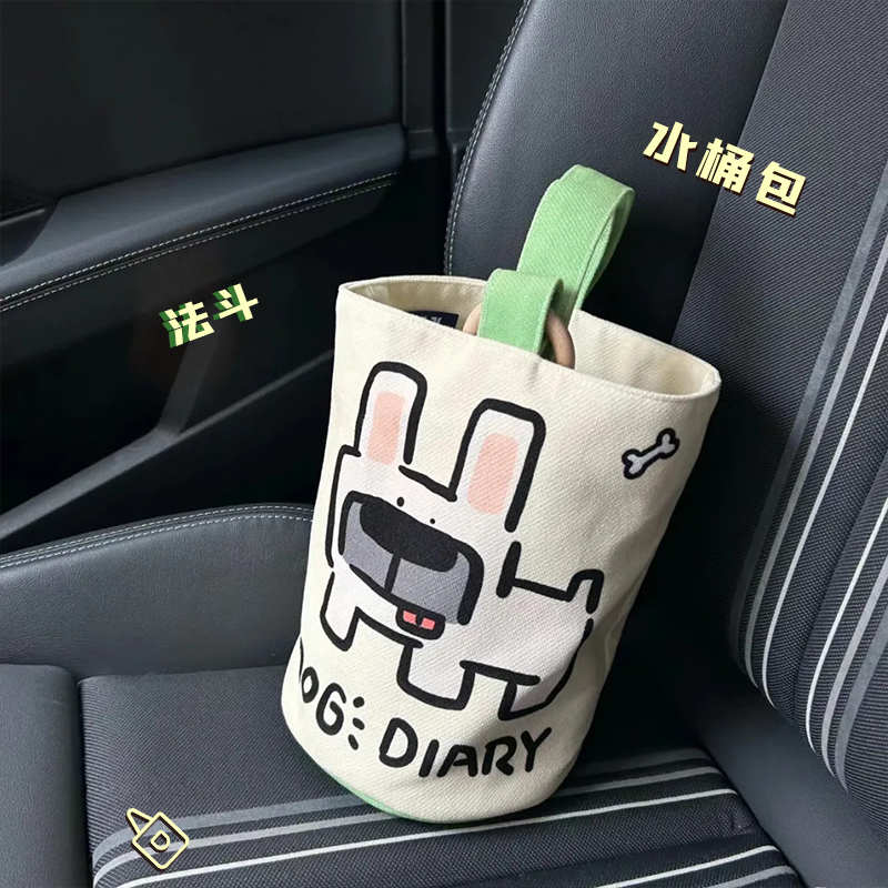 新款上班时尚卡通小拎包帆布包学生可爱百搭手提包大容量水桶包包