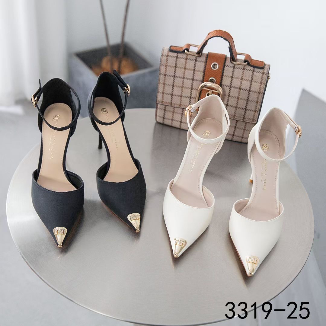 35-51 春季新款时尚浅口高跟鞋金属头一字扣带单鞋女3319-25