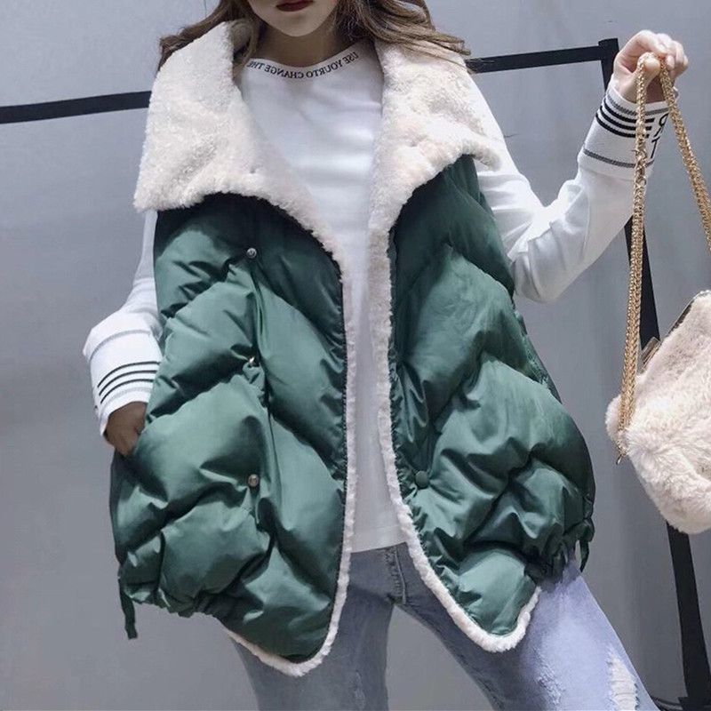 大码拼接棉马甲女2023新款胖mm2-300斤宽松短款坎肩马夹外套
