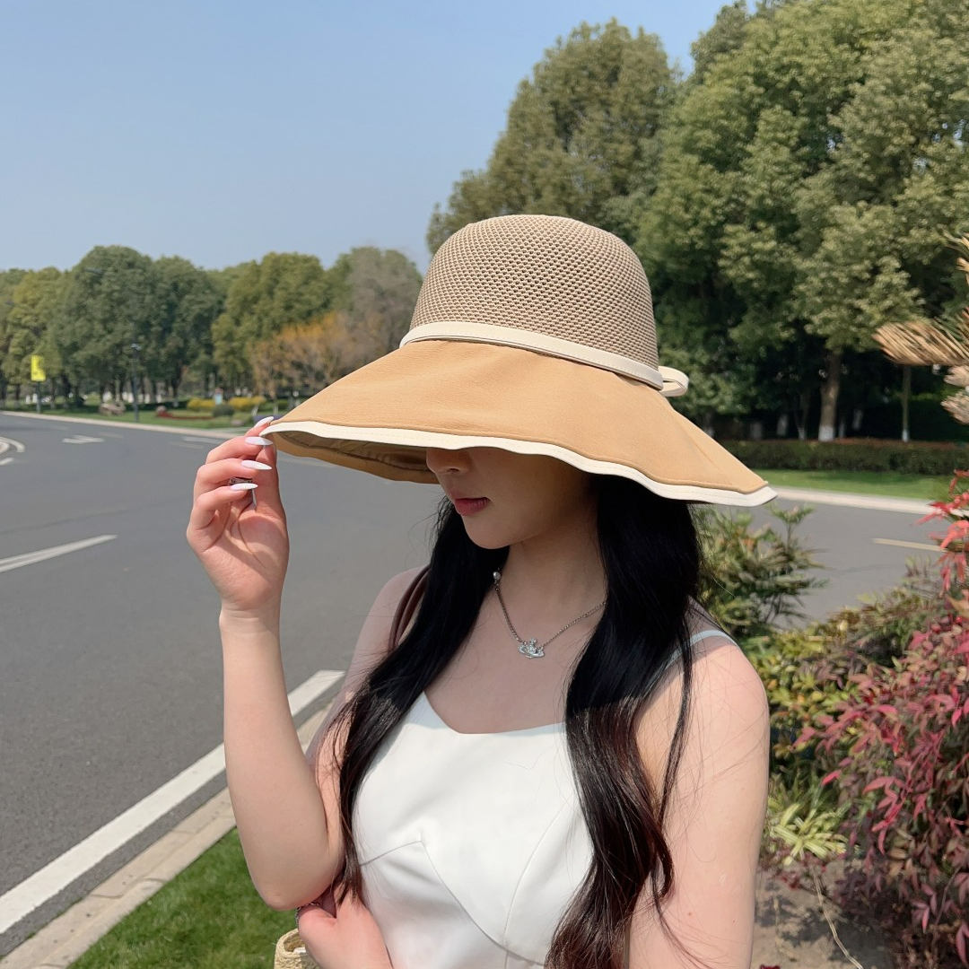 夏季时尚百搭防紫外线遮脸大帽檐防晒帽夏天遮阳帽