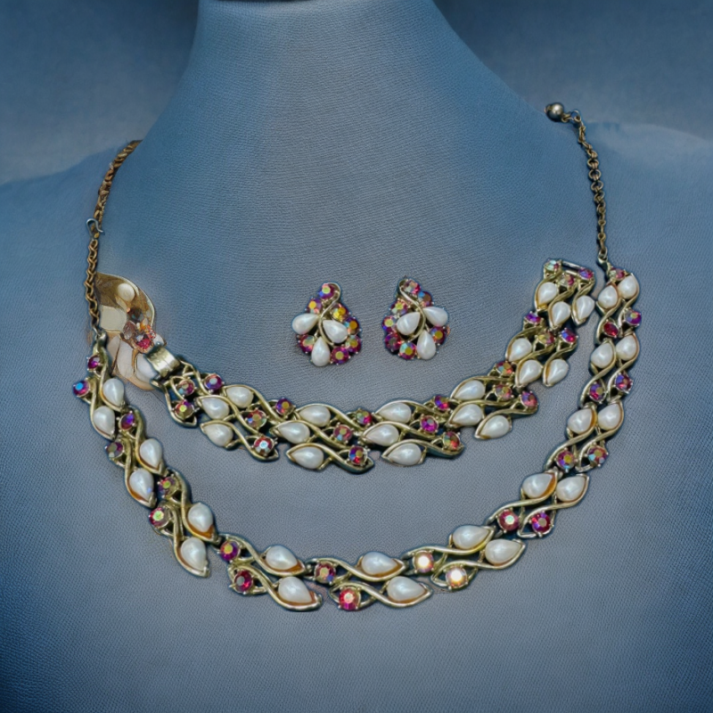 合金仿珍珠项链 BSK彩色极光珠珠项链