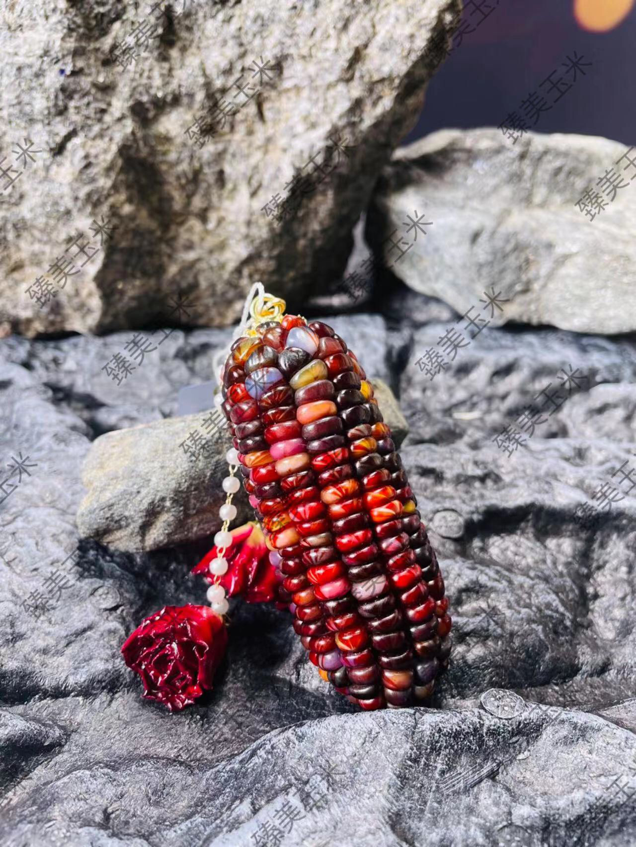 文玩玉米天然七彩宝石玉米成品手把件直播间一物一拍