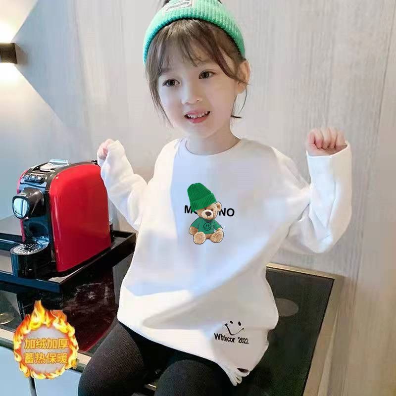女童打底衫内搭秋冬儿童加绒加厚中长款百搭保暖上衣破洞洋气t恤